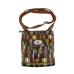Fossil Coated Crossbody Bag Key Per Colorful Pattern Adjustable Strap